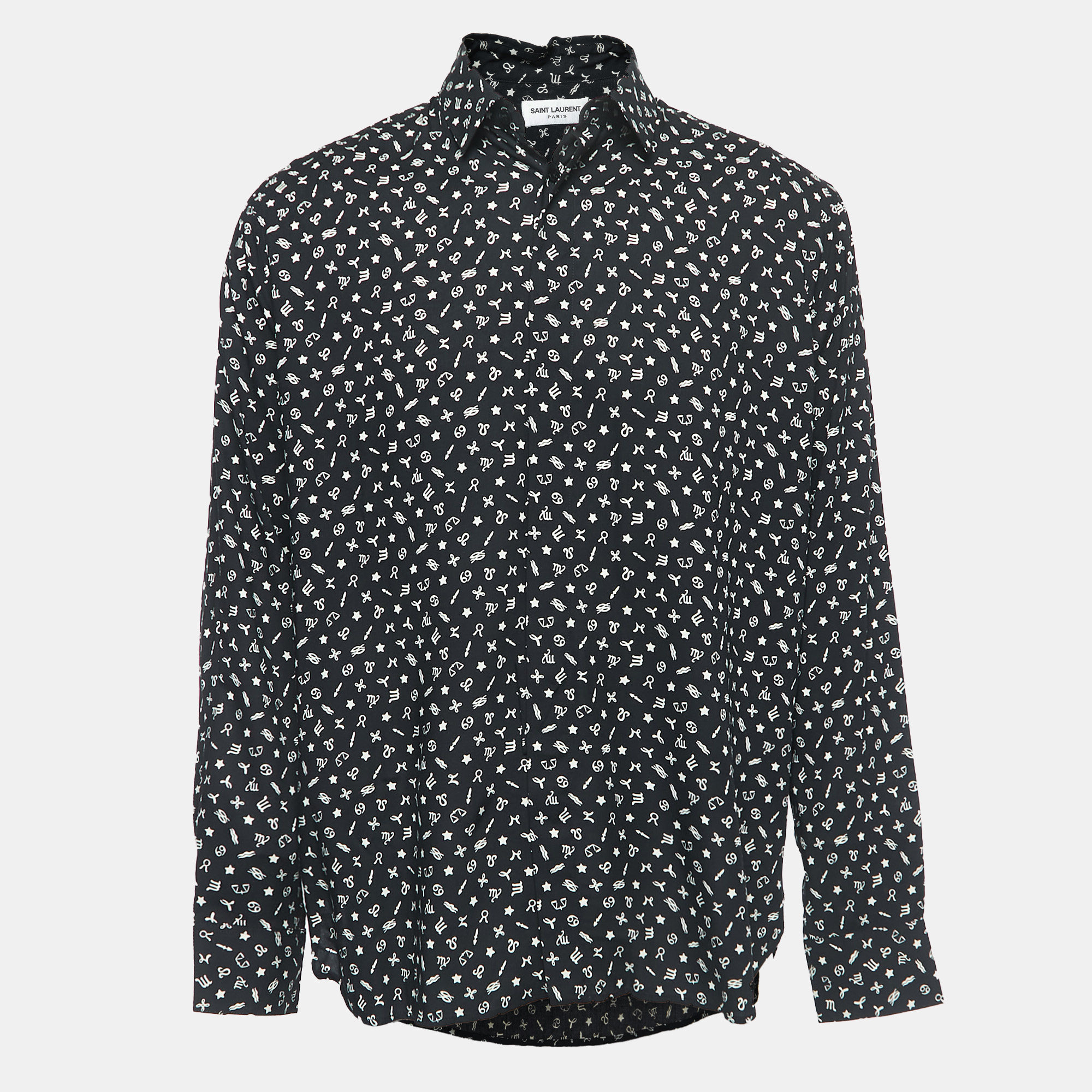 Saint Laurent  Black Star Signs Print Button Front Full Sleeve Shirt M