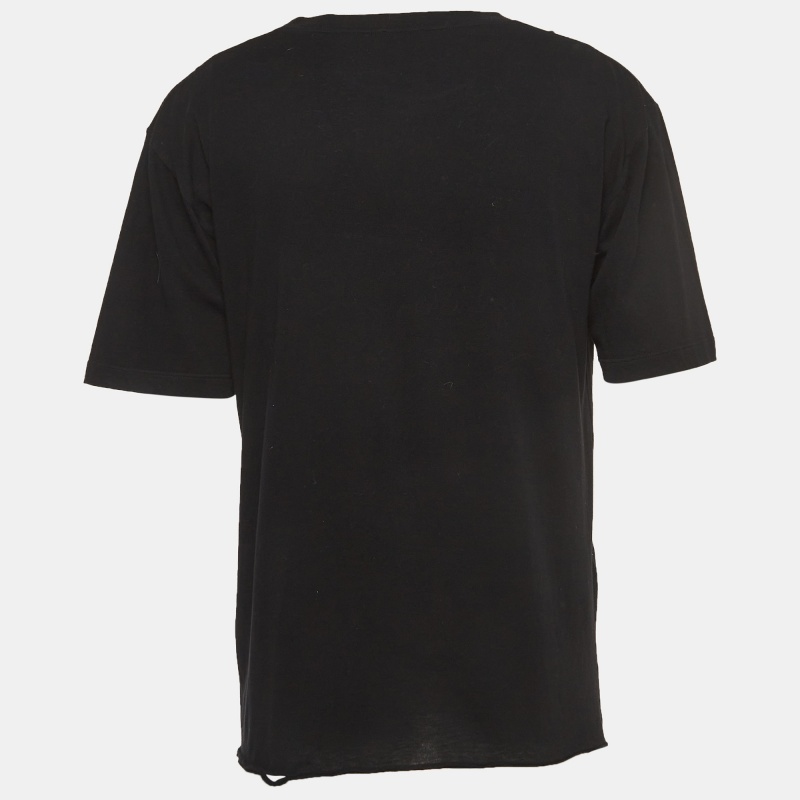 

Saint Laurent Black Logo Print Cotton Half Sleeve T-Shirt
