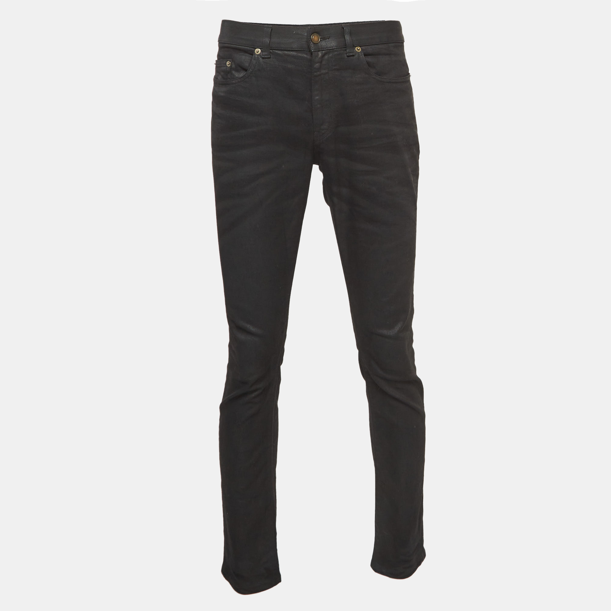Pre-owned Saint Laurent Black Washed Denim Low Waist Jeans M Waist 33''