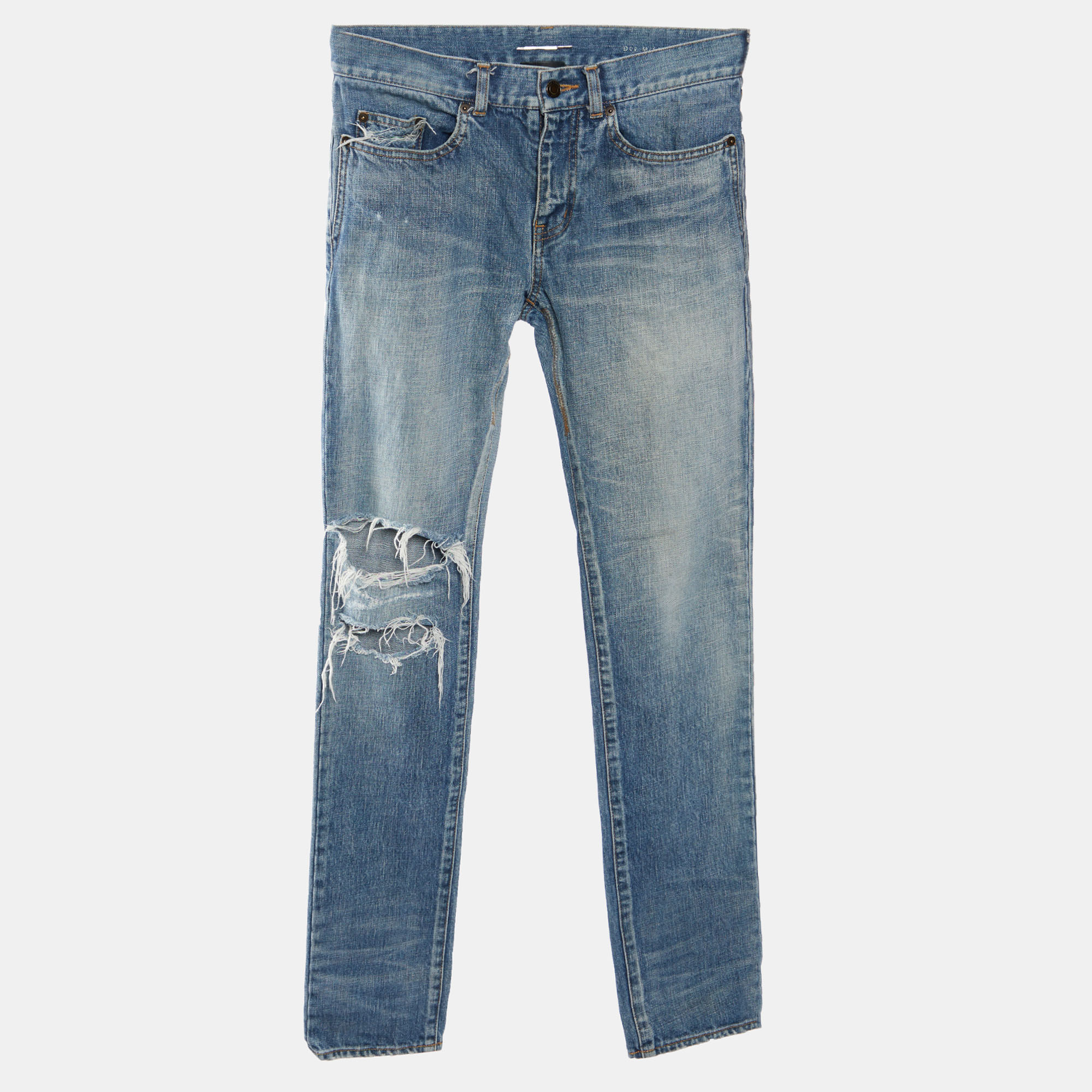 

Saint Laurent Paris Blue Denim Distressed Skinny Jeans /Waist 31