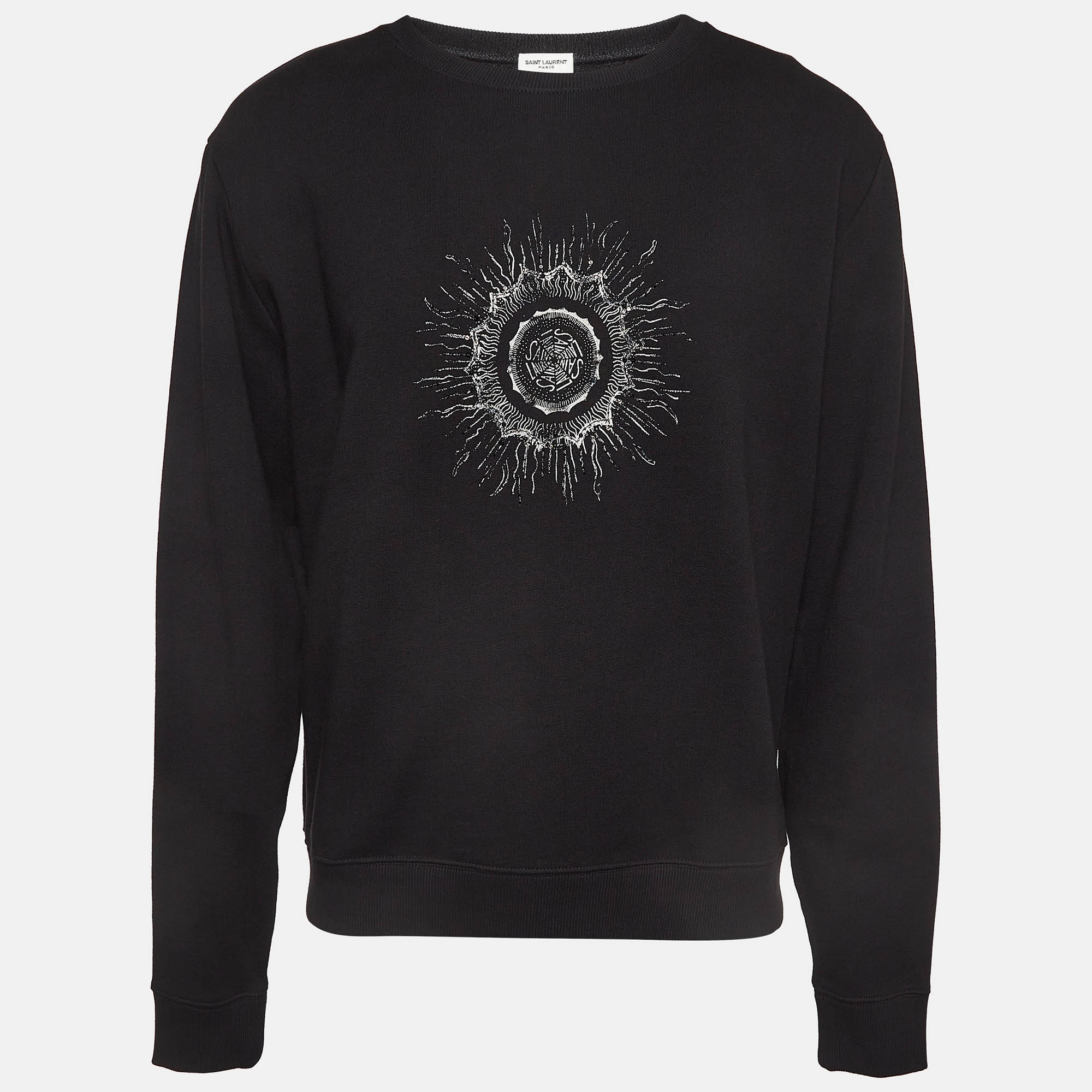 

Saint Laurent Paris Black Sun Print Cotton Knit Sweatshirt