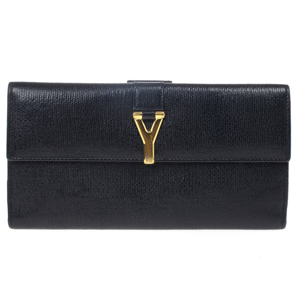 Pre Owned Saint Laurent Large Y Line Flap Wallet