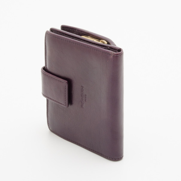 مملوكة مسبقًا Yves Saint Laurent Purple Leather Compact Wallet