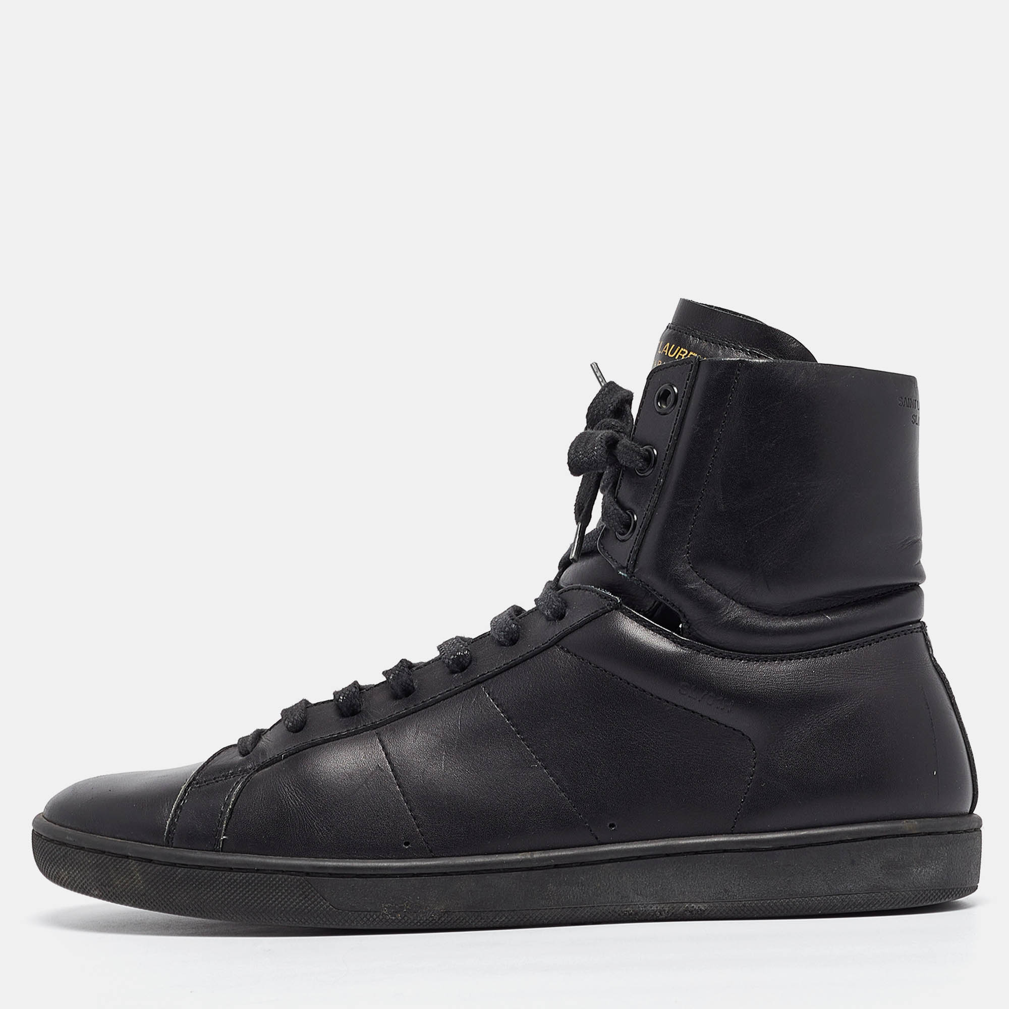 

Saint Laurent Black Leather High Top Sneakers Size