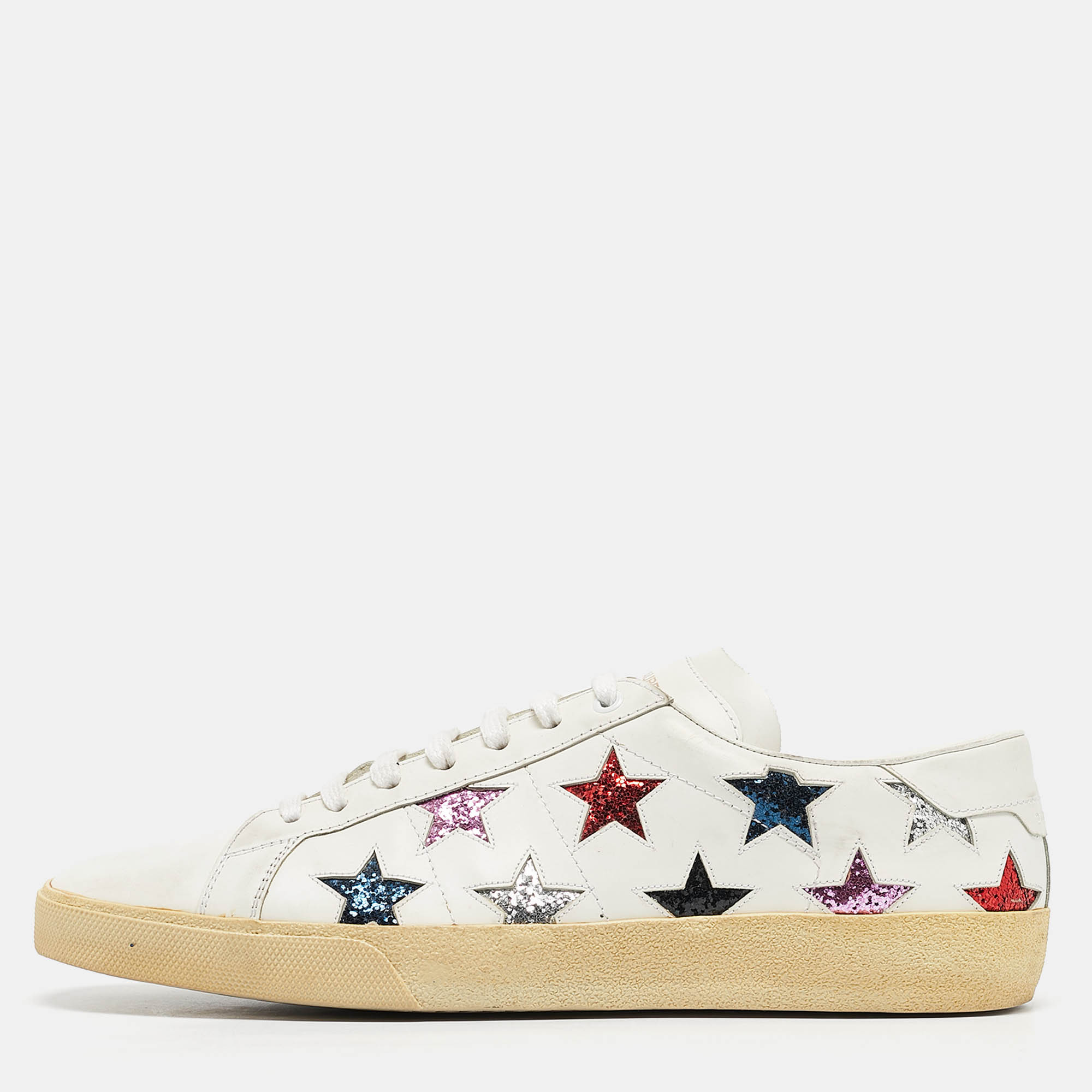 

Saint Laurent White Leather Court Classic Lace Up Sneakers Size