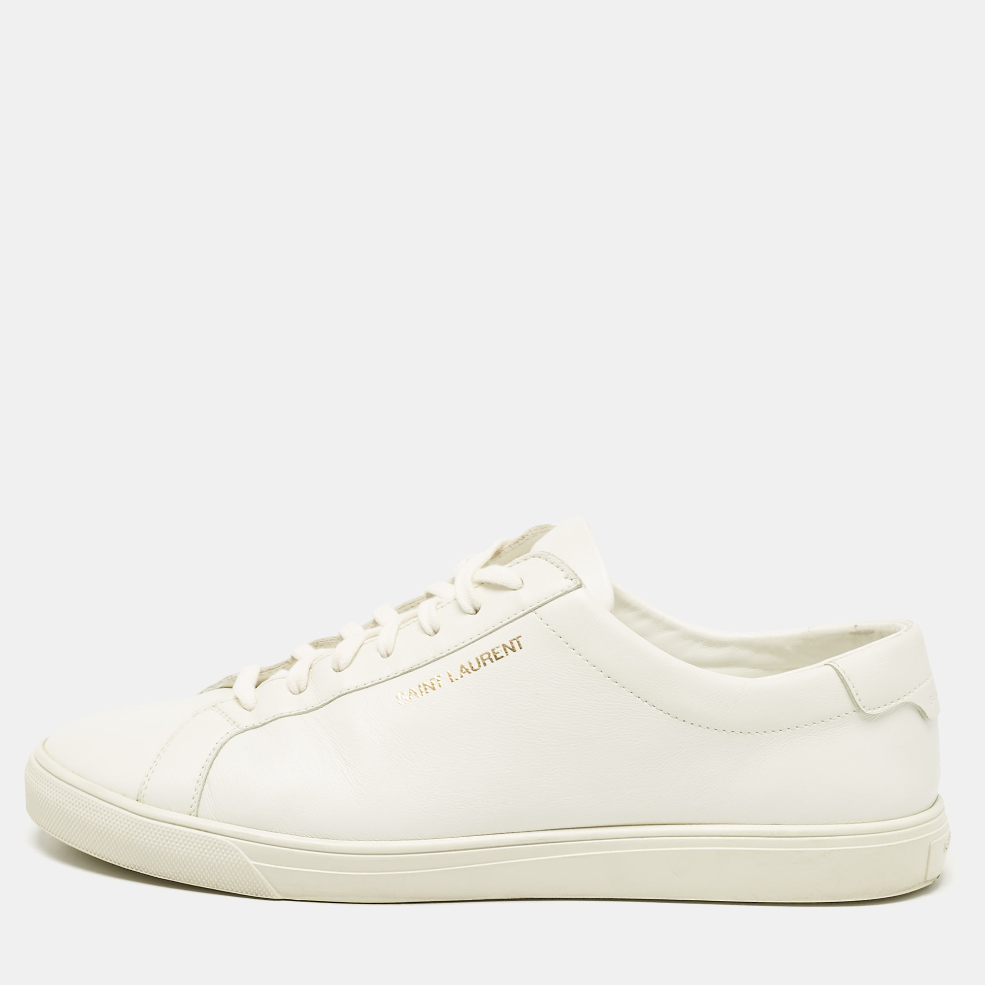 Pre-owned Saint Laurent White Leather Andy Sneakers Size 44