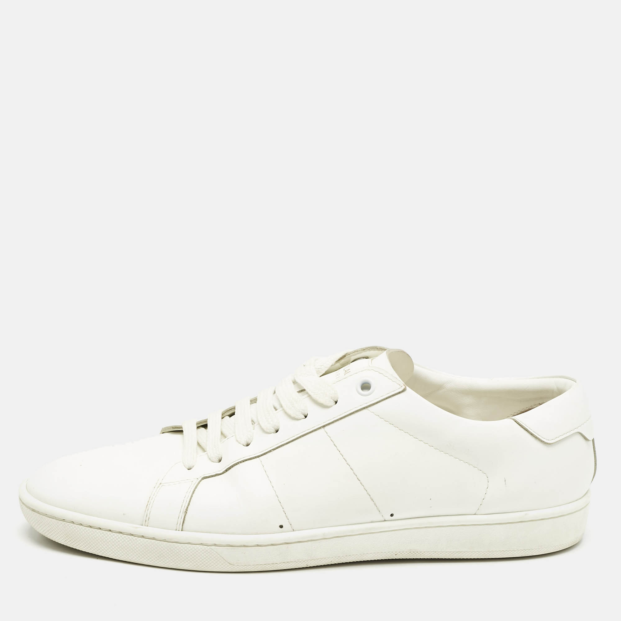 

Saint Laurent White Leather Lace Up Sneakers Size