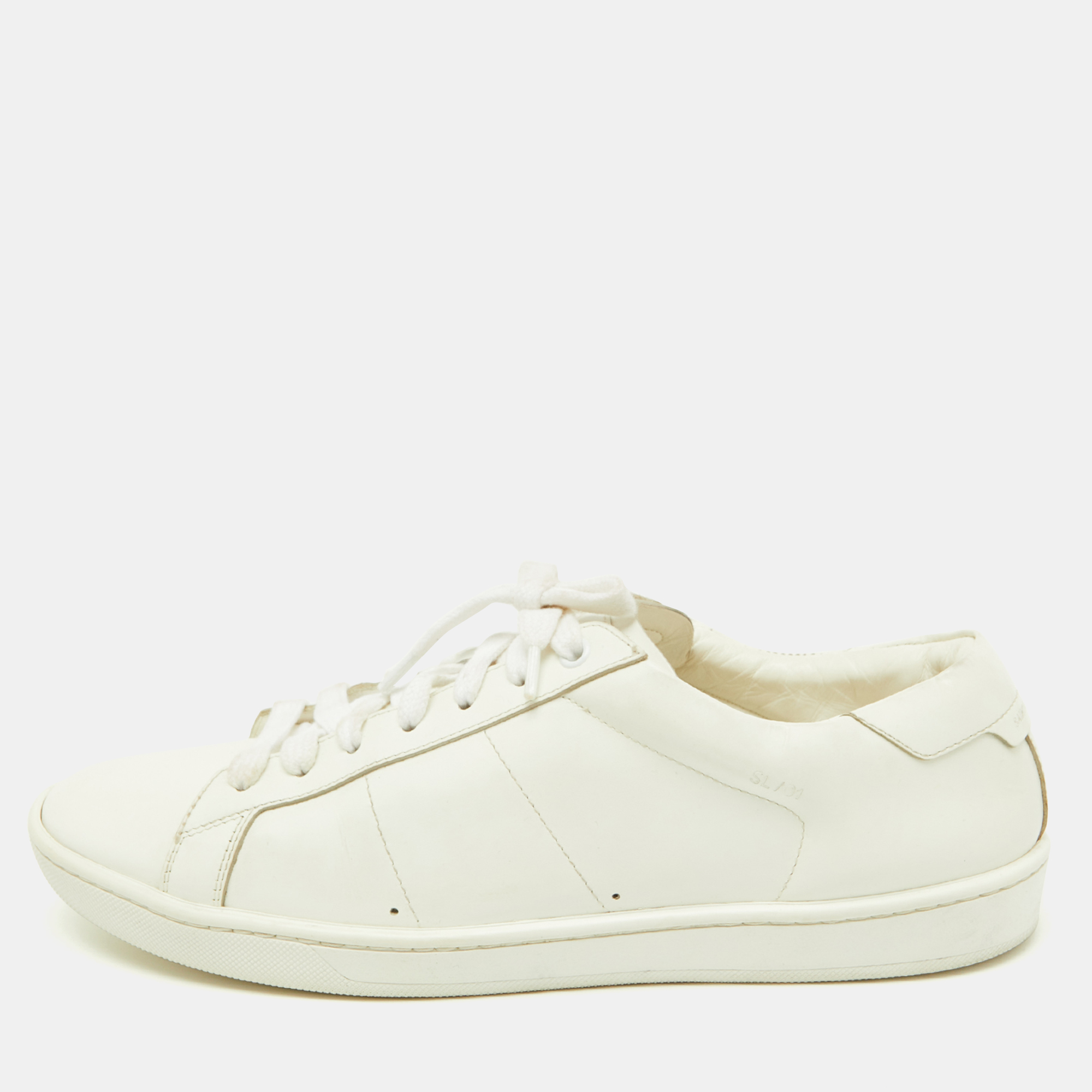 Saint Laurent White Leather Andy Low Top Sneakers Size 43