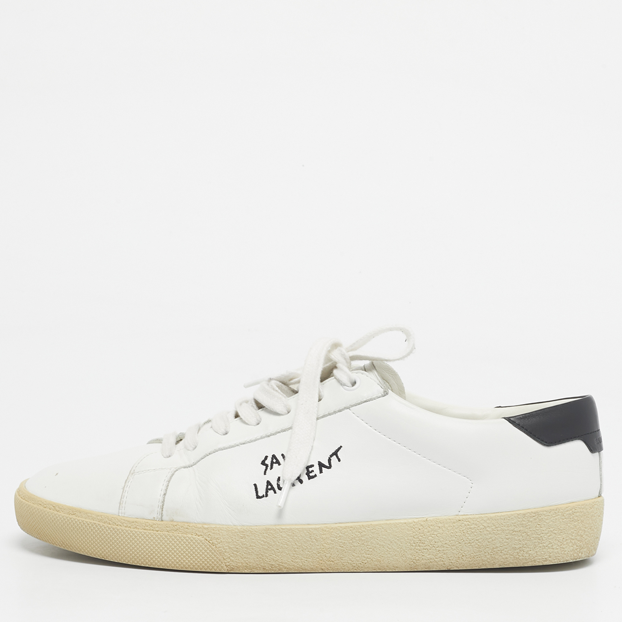 Saint Laurent Paris White Leather Court Classic Low Top Sneakers Size 44.5