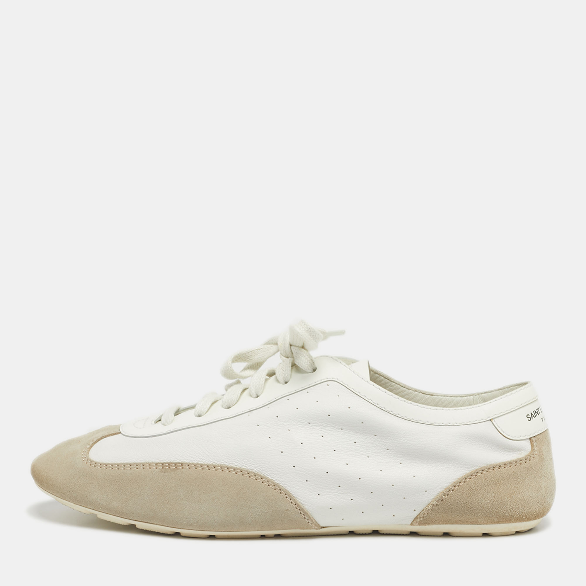 

Saint Laurent White Leather and Suede Lou Lace Up Sneakers Size