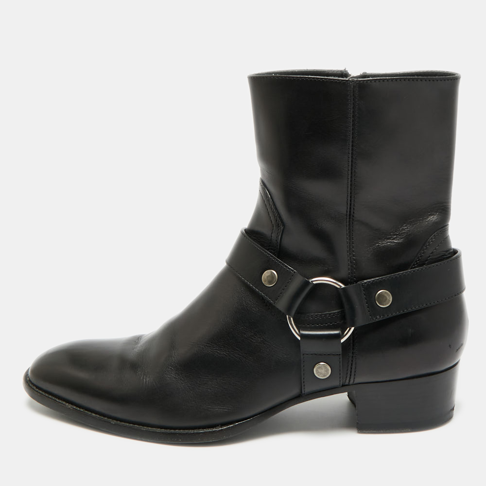 

Saint Laurent Harness Size 42 Black Leather Ankle Length Boots