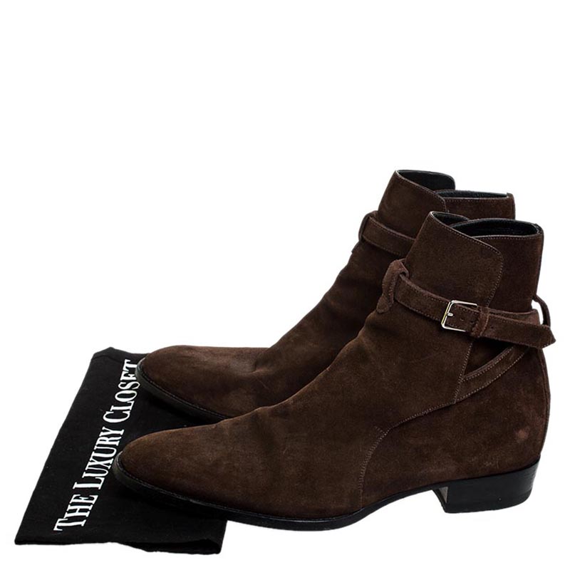 saint laurent brown suede boots
