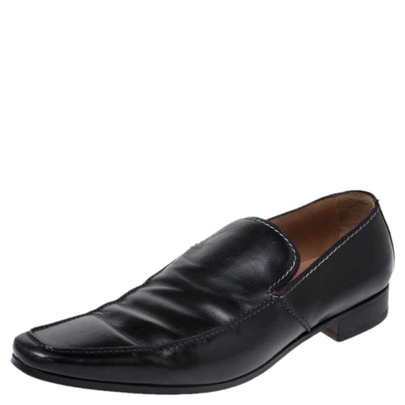 Saint Laurent Paris Black Leather Jailast Loafers Size 43