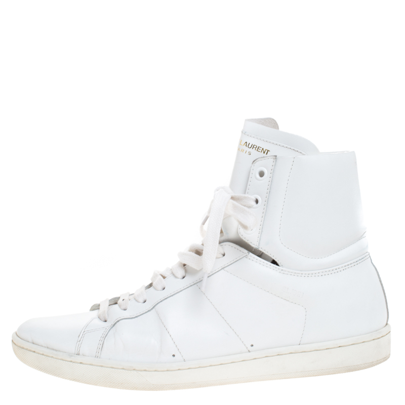 

Saint Laurent Paris White Leather Court Classic High Top Sneakers Size