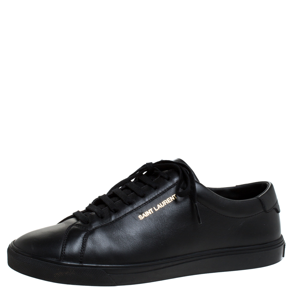 Saint Laurent Black Leather Andy Low Top Sneakers Size 43