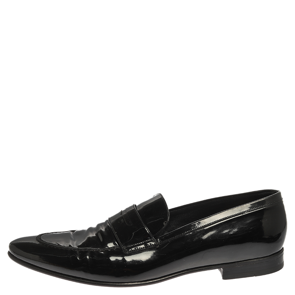 

Saint Laurent Paris Black Patent Leather Slip On Loafers Size