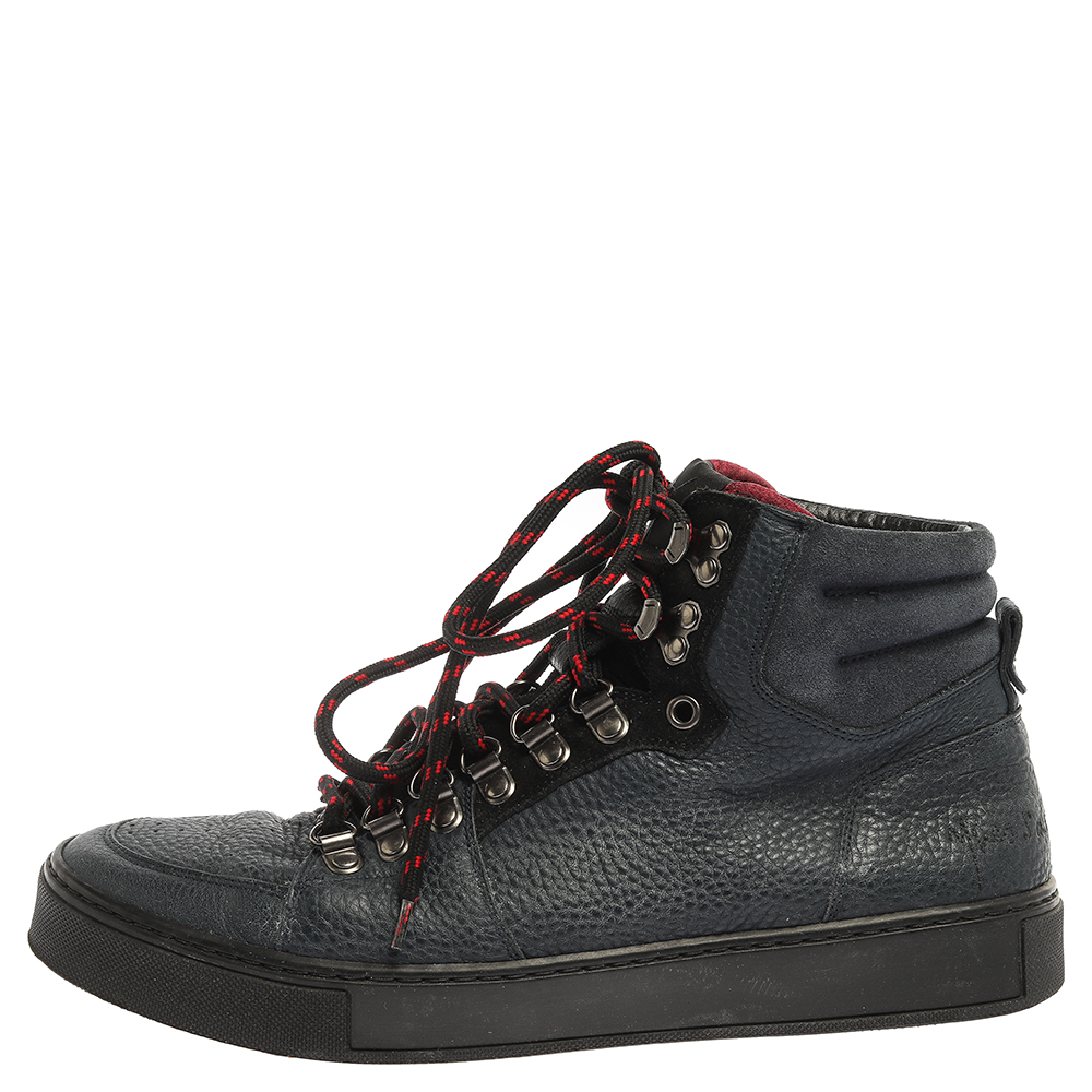 

Saint Laurent Navy Blue Leather High Top Sneakers Size