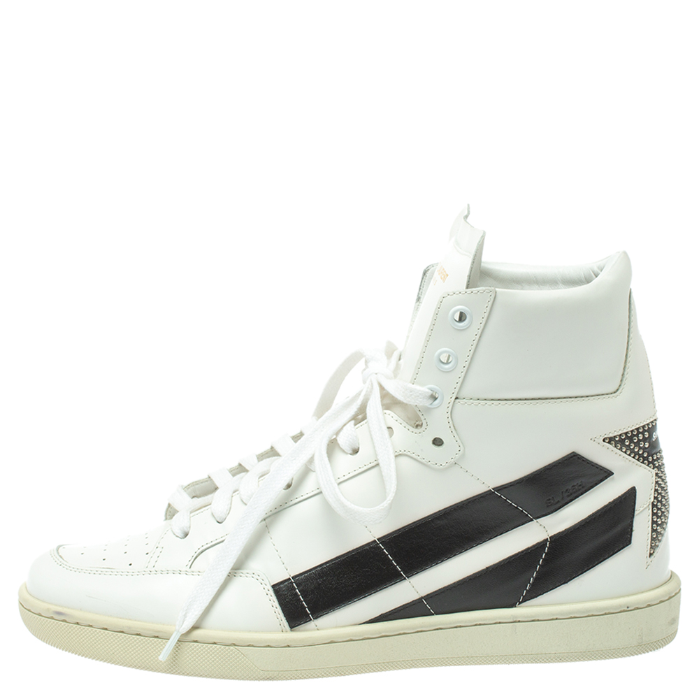 

Saint Laurent White Leather High Top Sneakers Size