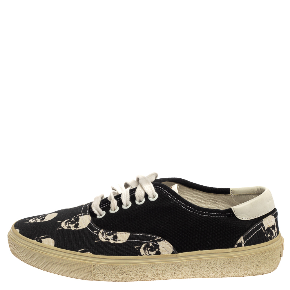 

Saint Laurent Black/White Skull Print Canvas Low Top Sneakers Size