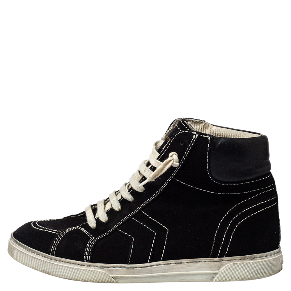 

Saint Laurent Black Suede And Leather High Top Sneakers Size