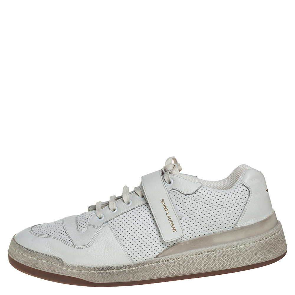 

Saint Laurent White Perforated Leather SL24 Low top Sneakers Size