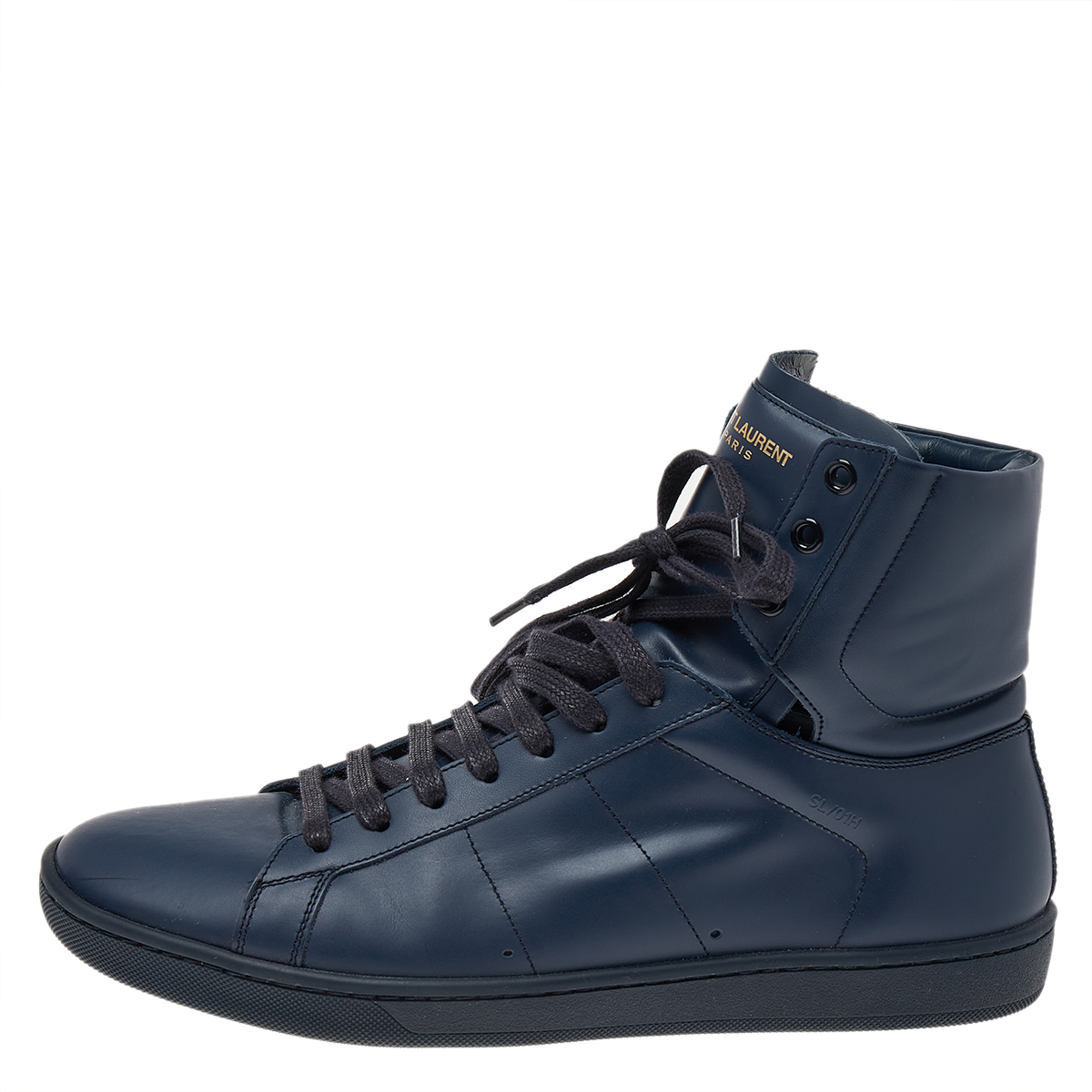 

Saint Laurent Blue Leather Signature Court Classic SL/01H High Top Sneakers Size