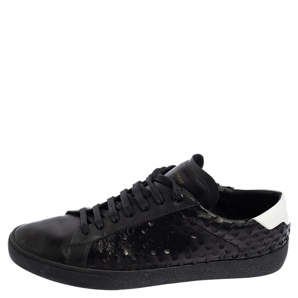 

Saint Laurent Black Leather Cut Detail Court Classic Sneakers Size