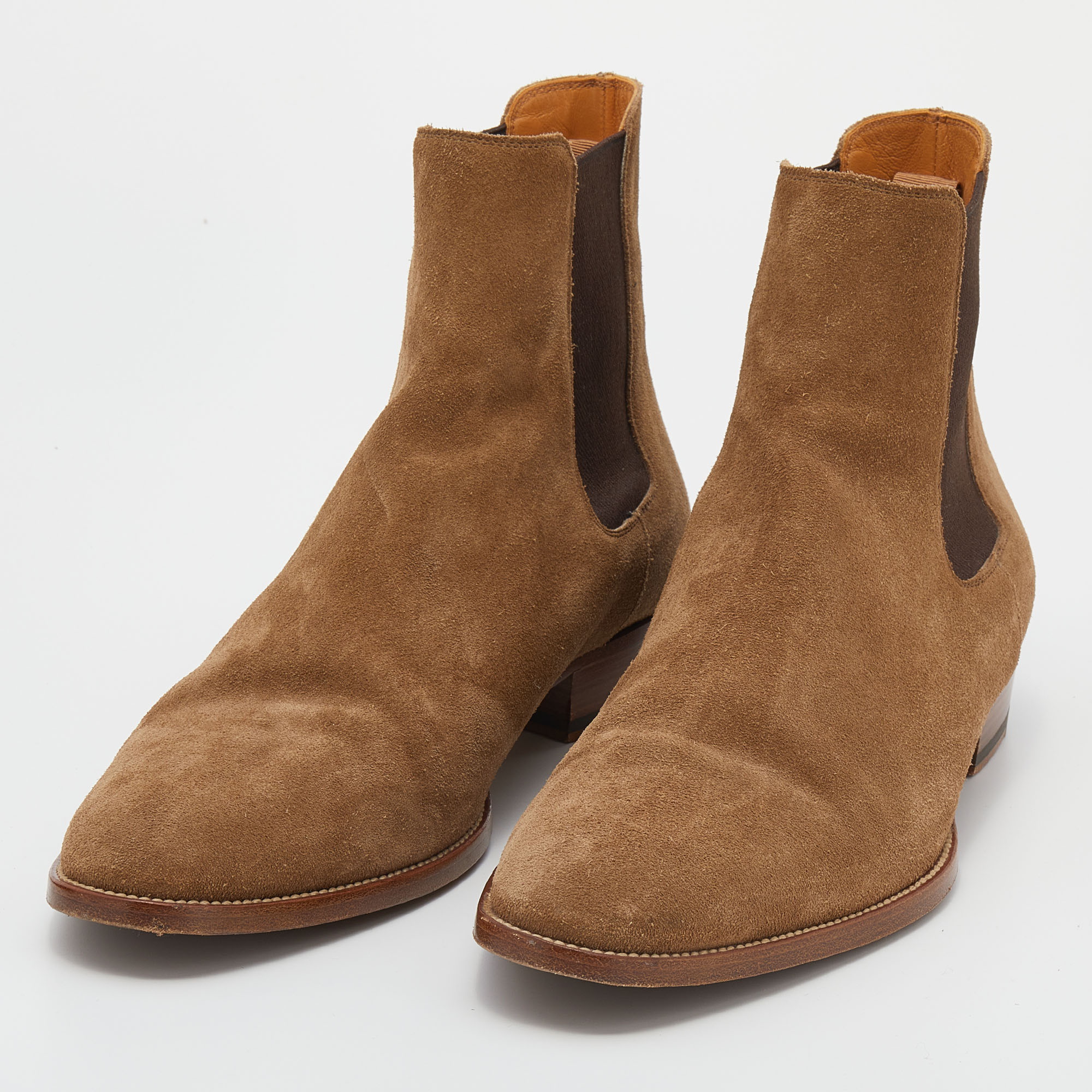 

Saint Laurent Brown Suede And Stretch Band Chelsea Ankle Boots Size