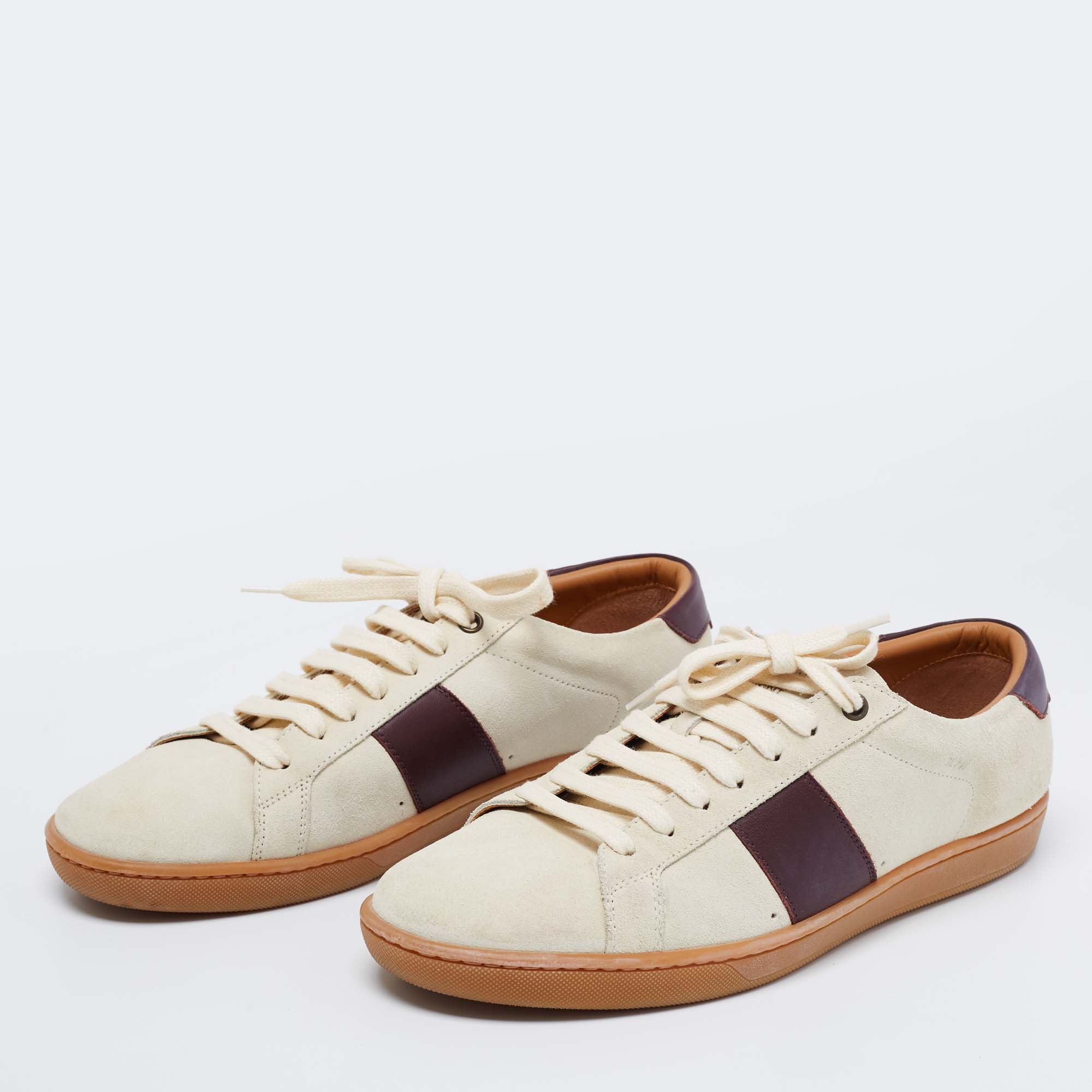 

Saint Laurent Grey/Brown Suede And Leather Lace Up Sneakers Size