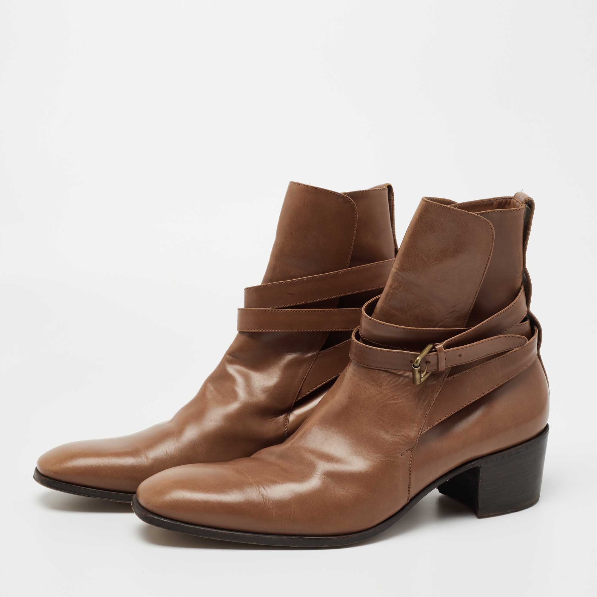 

Saint Laurent Light Brown Leather Ankle Boots Size