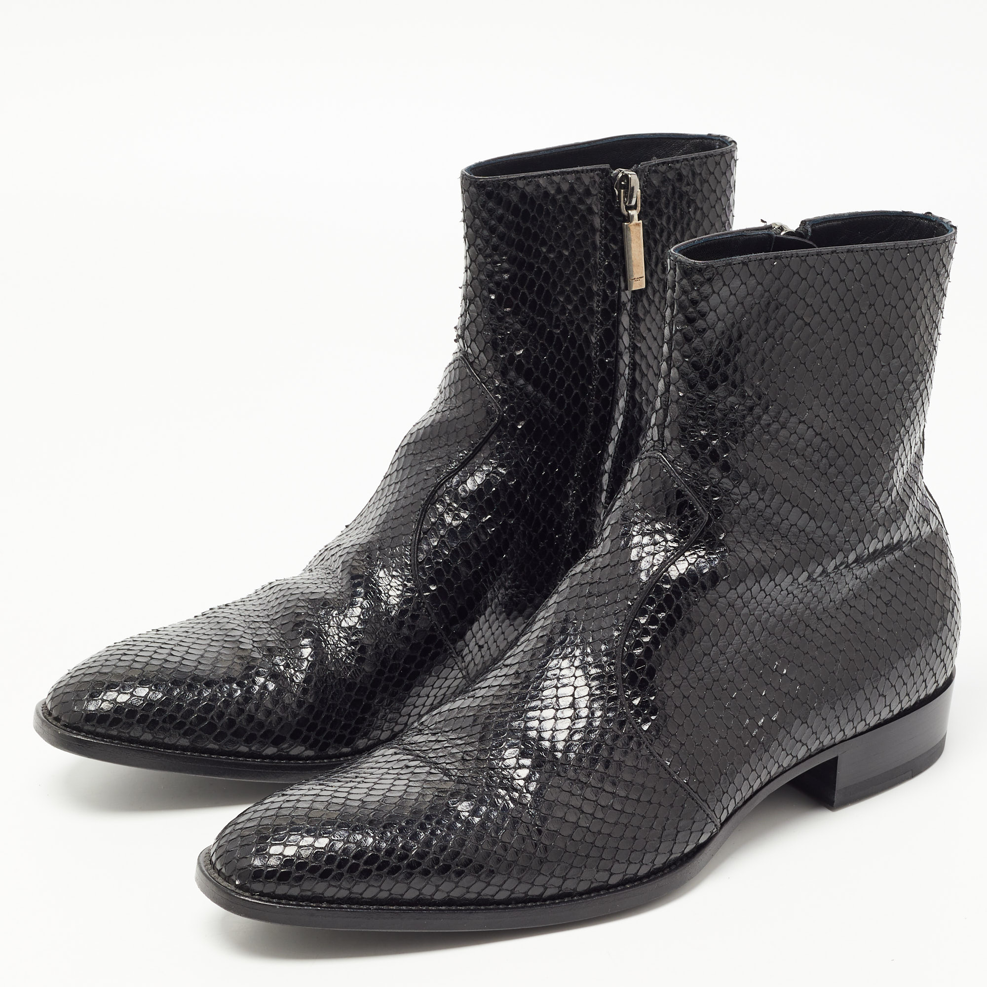 

Saint Laurent Black Python Leather Lukas Boots Size