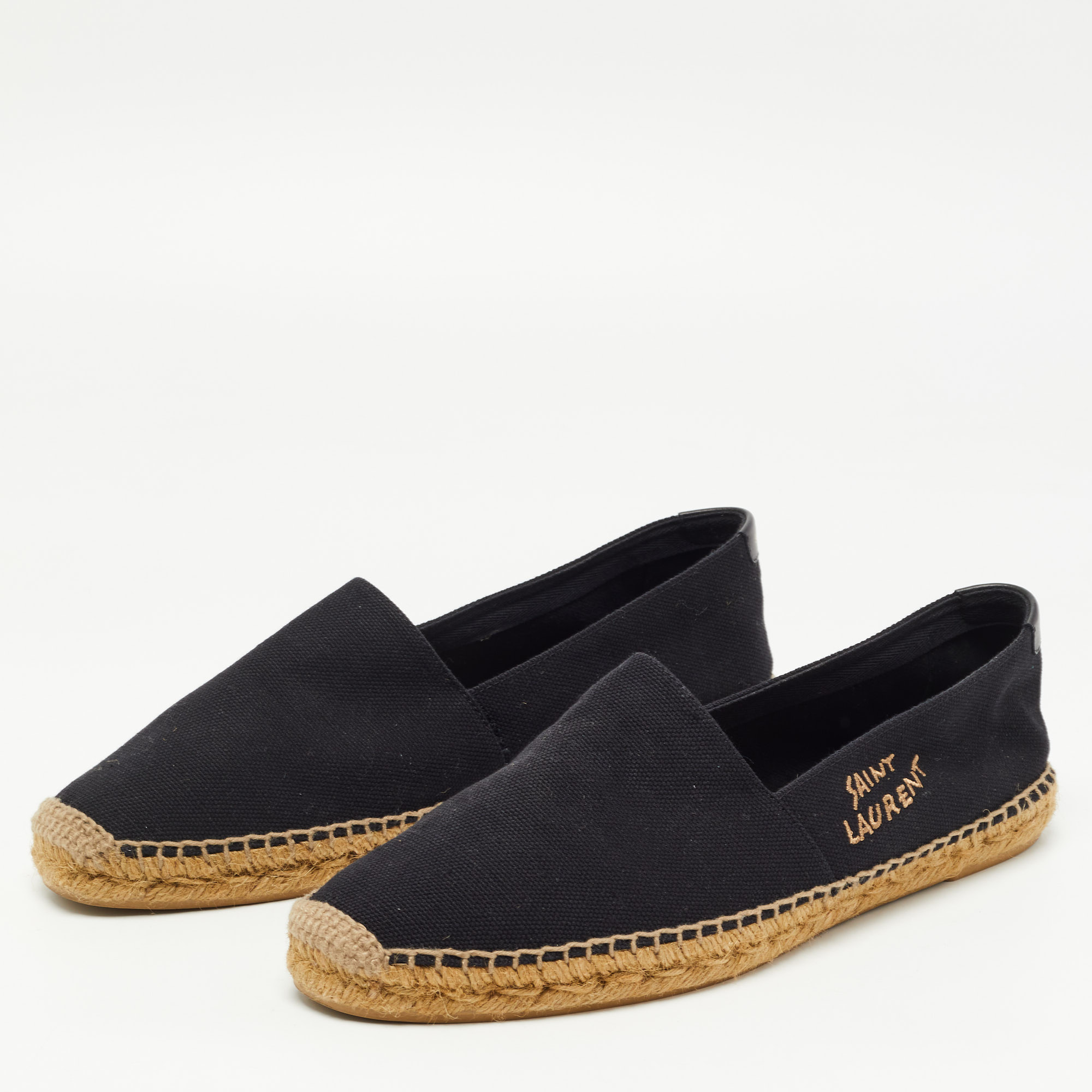 

Saint Laurent Black Canvas Espadrilles Flats Size