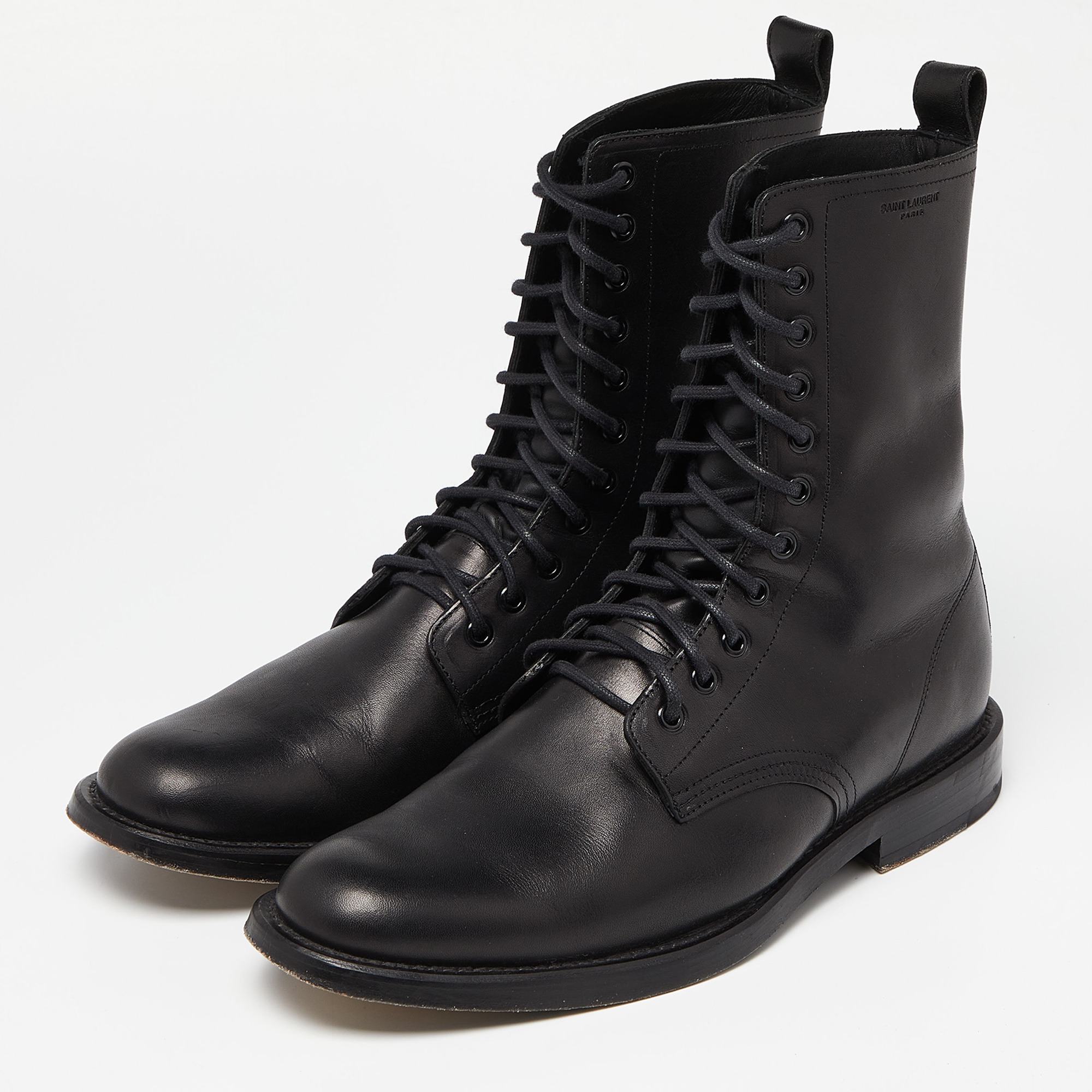 

Saint Laurent Black Leather Rangers Combat Boots Size