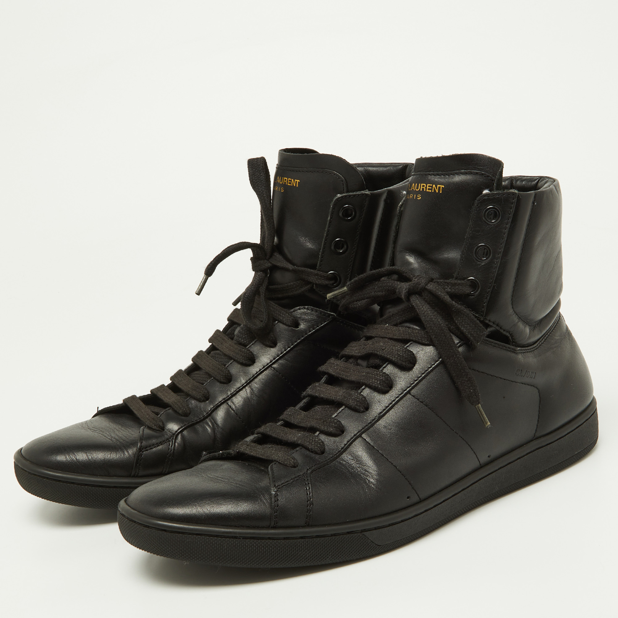 

Saint Laurent Black Leather Court Classic Sl/01h High Top Sneakers Size
