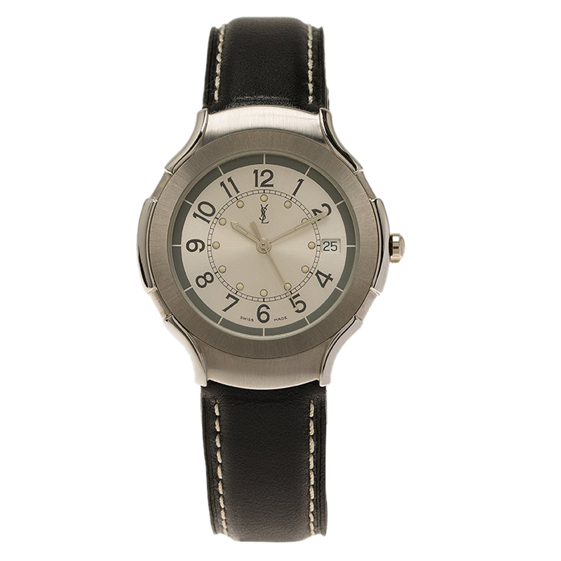 Saint Laurent Paris Silver Stainless Steel Classic Men's Wristwatch 36MM