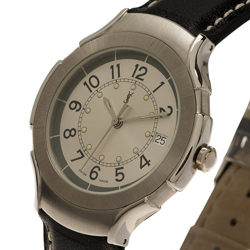 

Saint Laurent Paris Silver Stainless Steel Classic Men's Wristwatch
