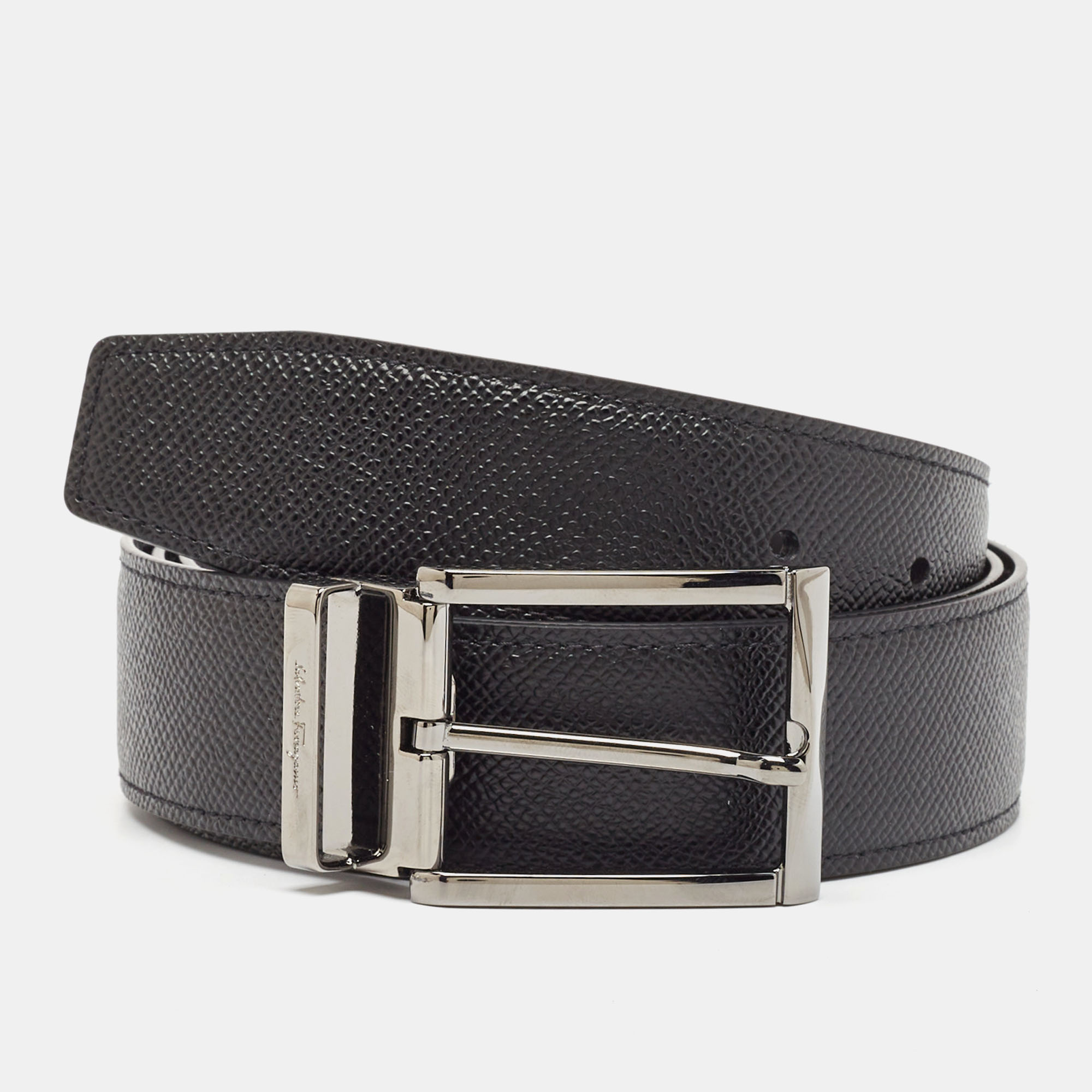 

Salvatore Ferragamo Black Leather Reversible Cut to Size Belt