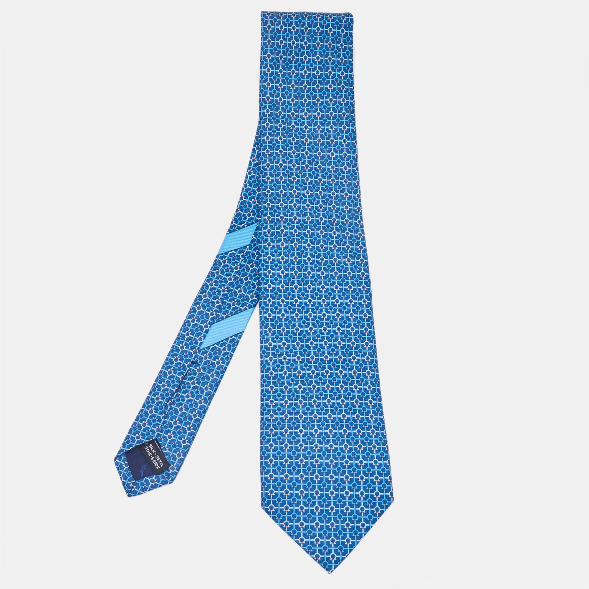 

Salvatore Ferragamo Blue Printed Silk Tie