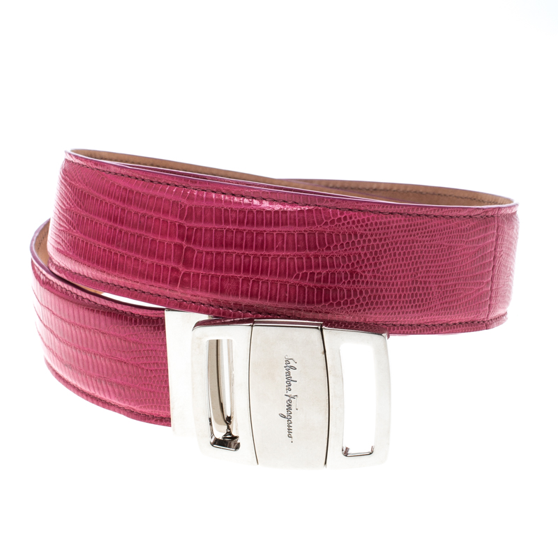 

Salvatore Ferragamo Pink Lizard Adjustable Buckle Belt