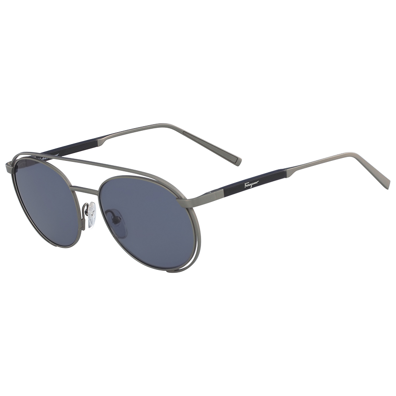 

Salvatore Ferragamo Matte Gunmetal SF169S Round Sunglasses, Multicolor