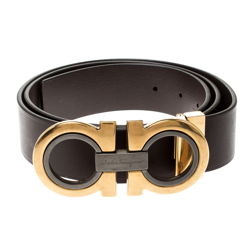 

Salvatore Ferragamo Brown Leather Hickory Belt 115