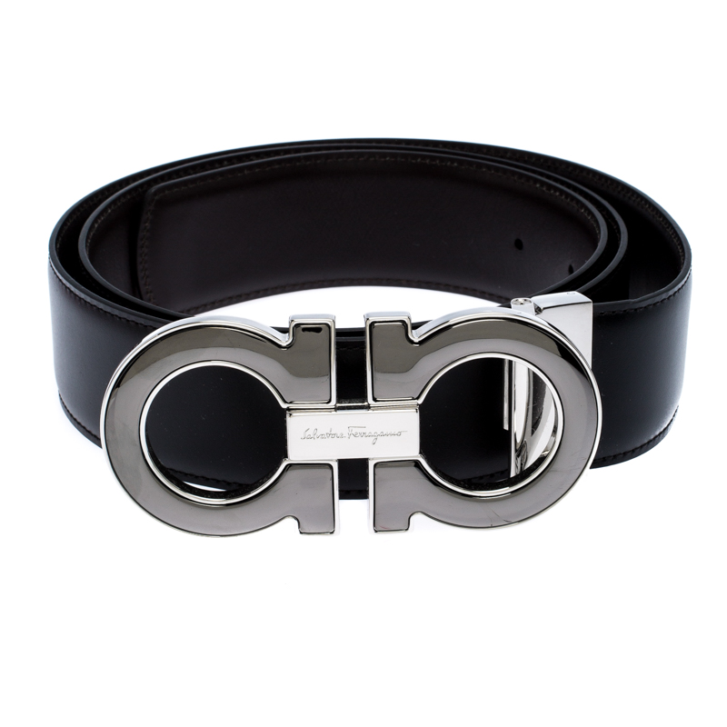 

Salvatore Ferragamo Black/Brown Leather Gancini Belt