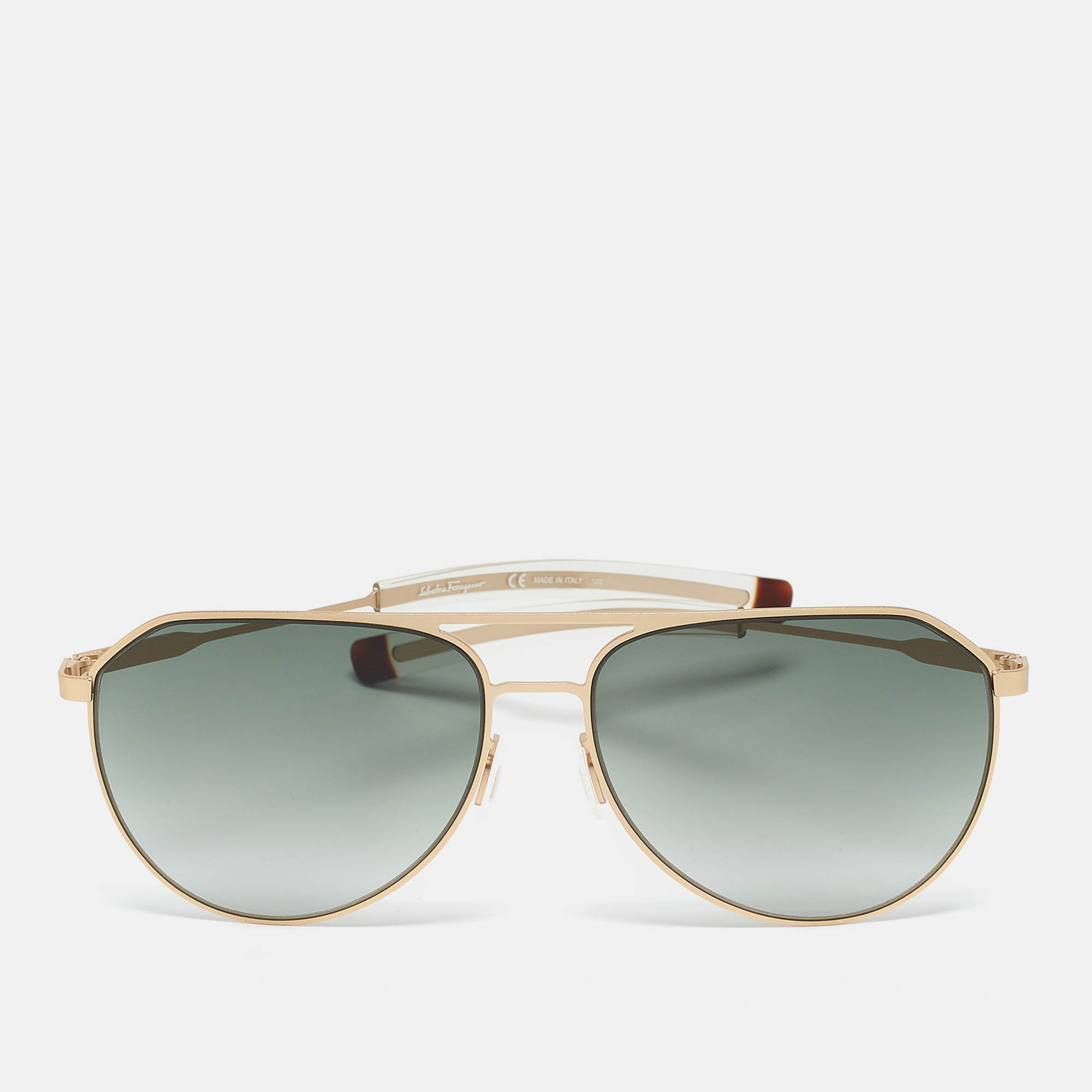 

Salvatore Ferragamo Green/Gold SF219S Aviator Sunglasses