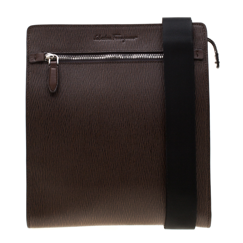 Salvatore Ferragamo Brown Leather Messenger Bag