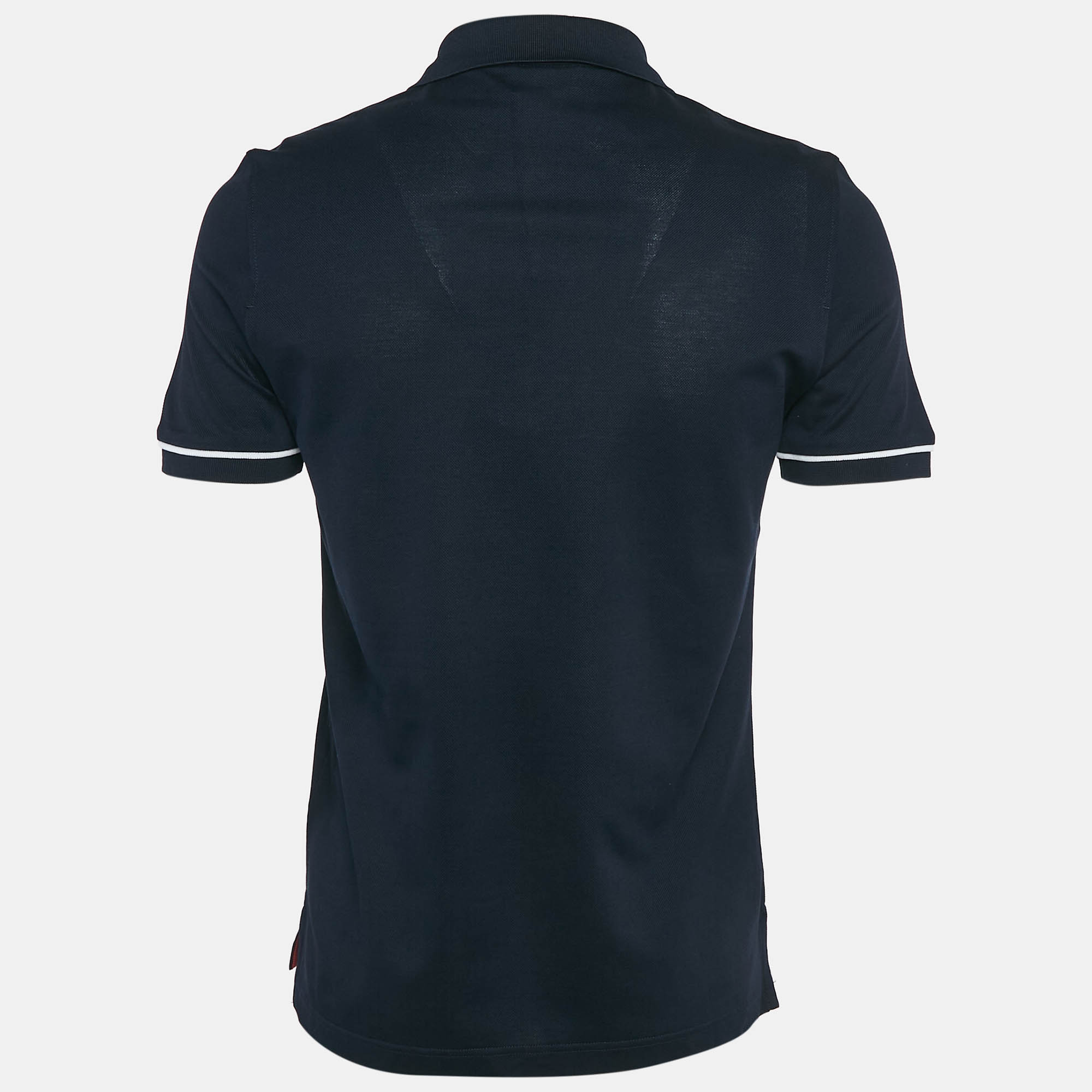 Salvatore Ferragamo Navy Blue Cotton Pique Polo T-Shirt S 