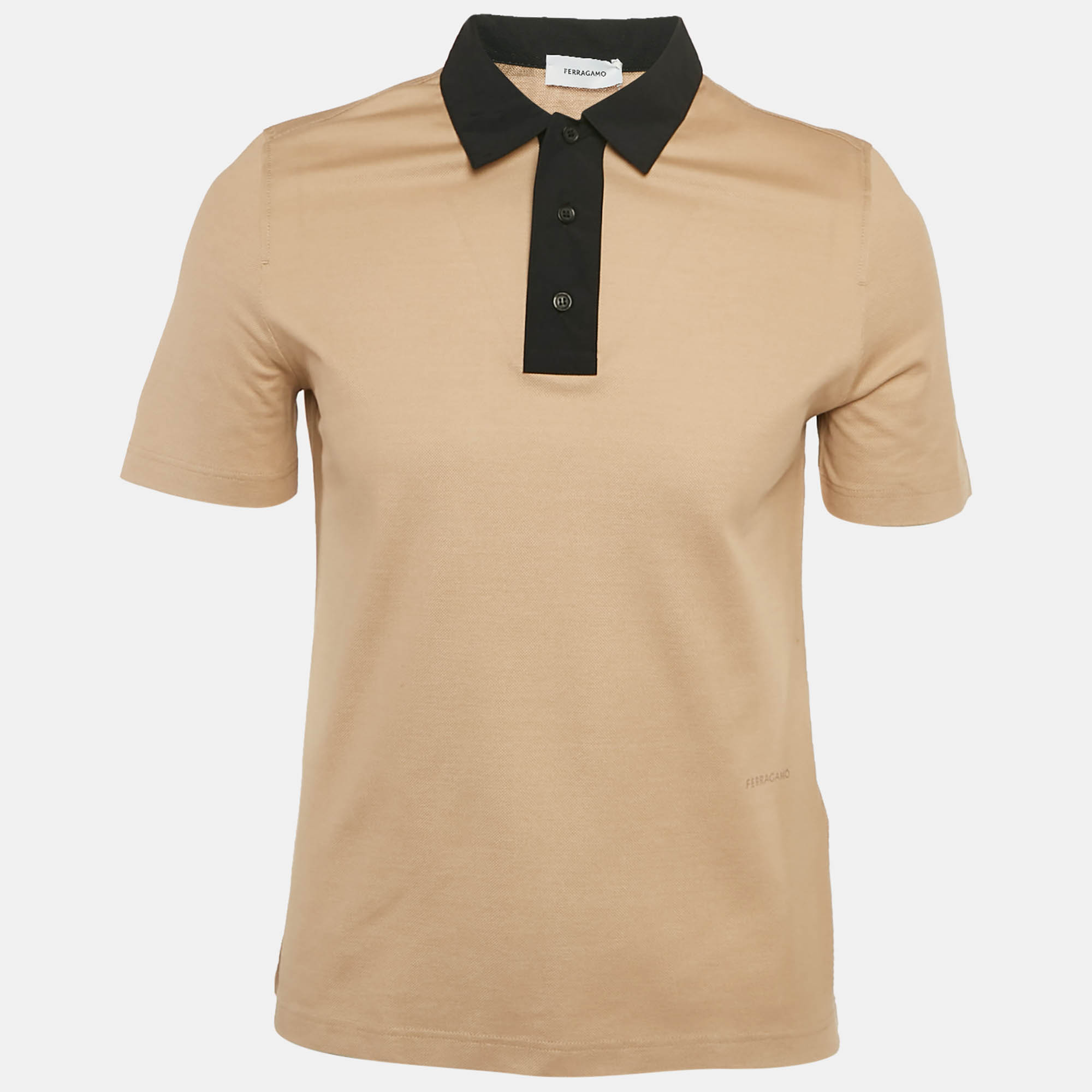 

Salvatore Ferragamo Beige Cotton Pique Polo T-Shirt S