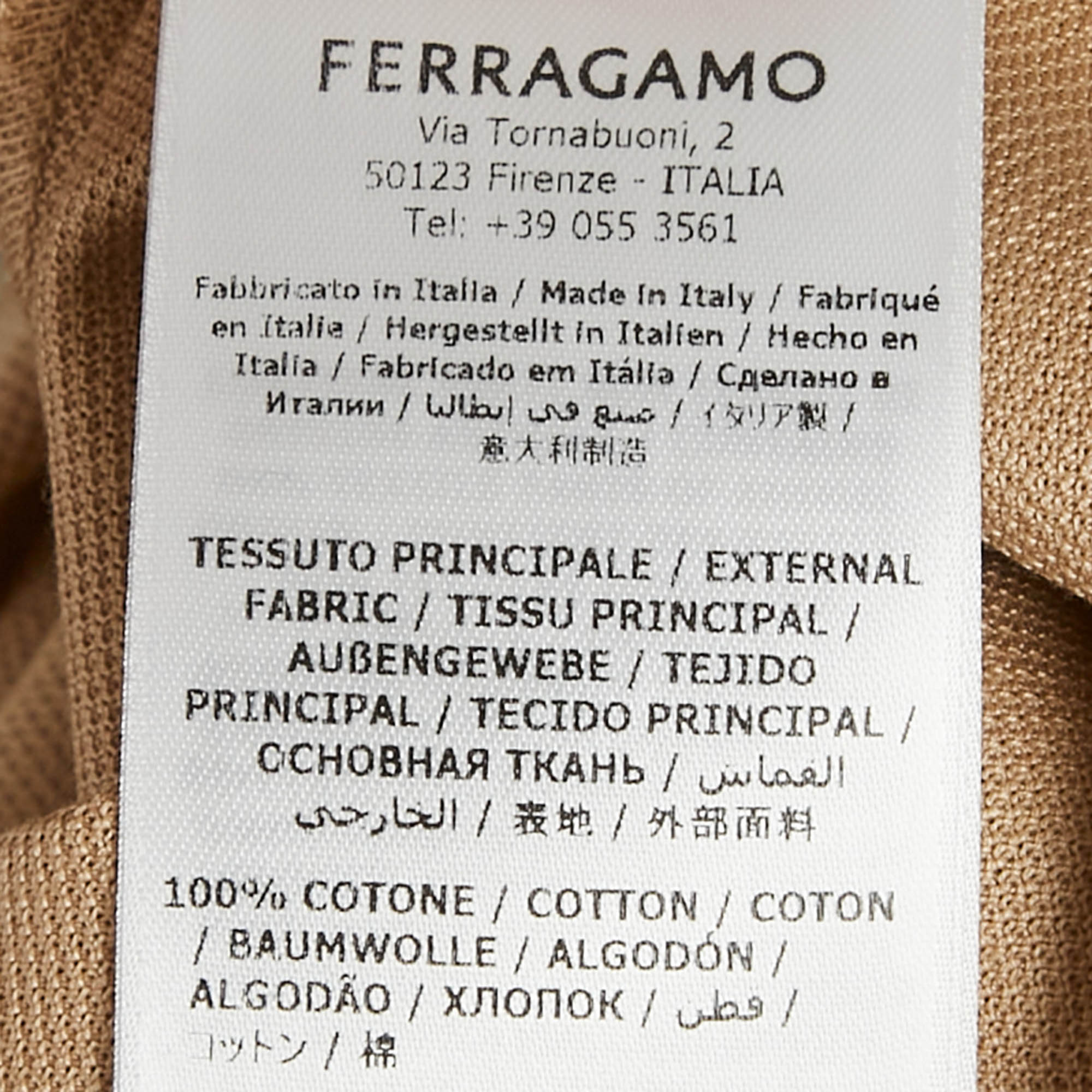 Salvatore Ferragamo Beige Cotton Pique Polo T-Shirt S 