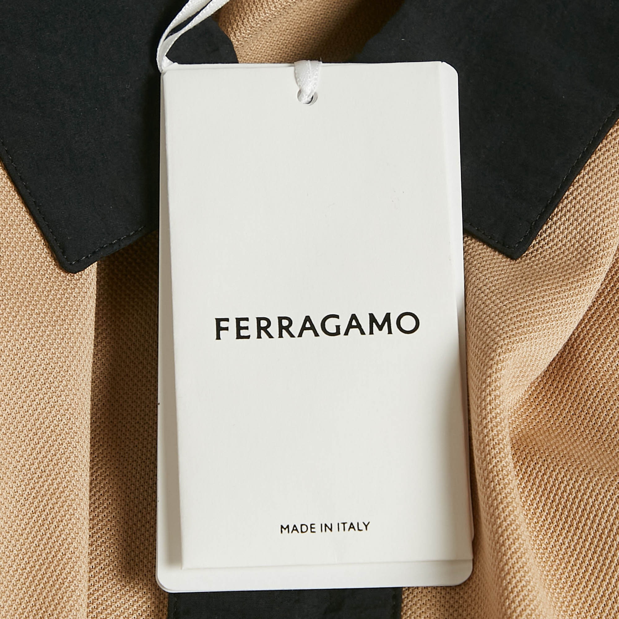 Salvatore Ferragamo Beige Cotton Pique Polo T-Shirt S 