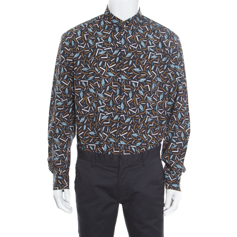 Pre Owned Salvatore Ferragamo Multicolor Cactus Printed Cotton Long Sleeve Shirt XL