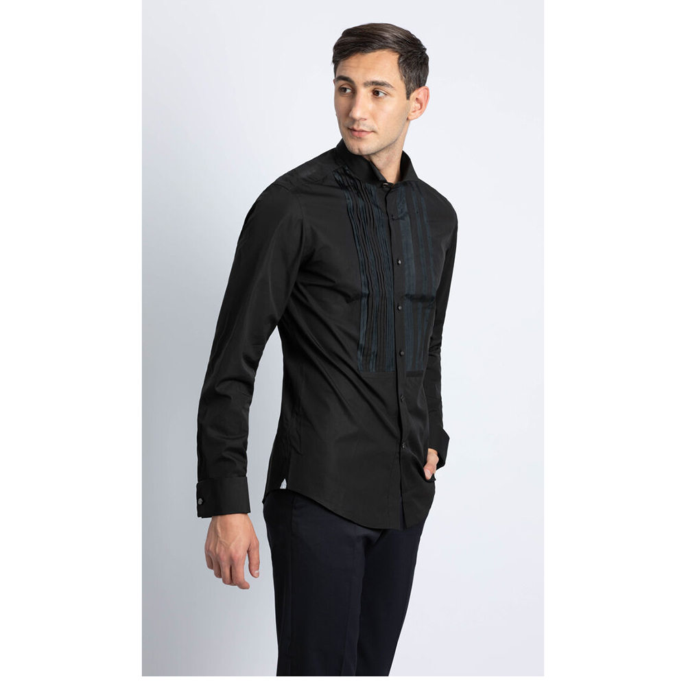 

Salvatore Ferragamo Black Pleated Long Sleeve Shirt XXXXS (IT 39)